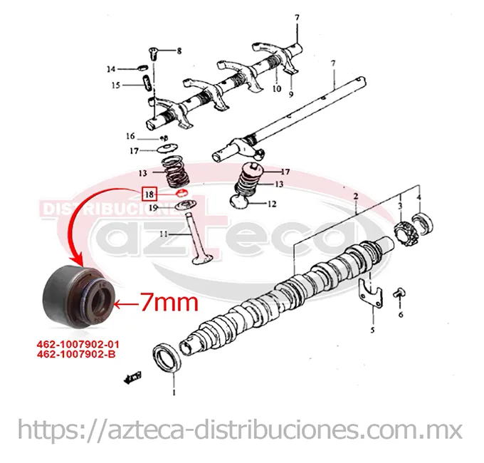 Sellos Válvula (Vástago 7mm)
  GF900 GF8